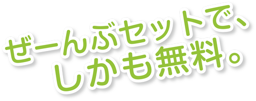 ぜーんぶセットで、しかも無料。